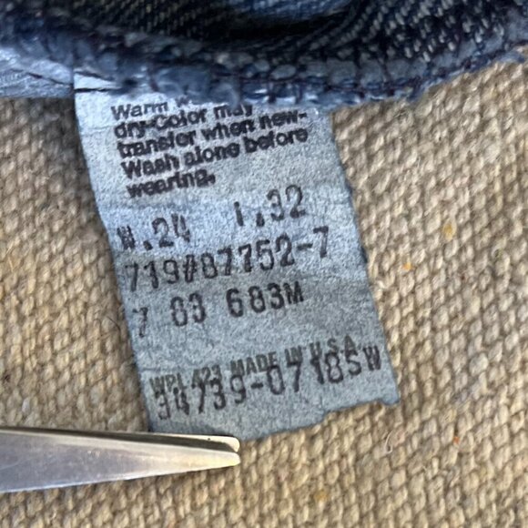 Vintage Orange Tag Levi's Pre-Wash Dark Wash Straight Leg Size 6/24 Length 32 - Picture 12 of 12